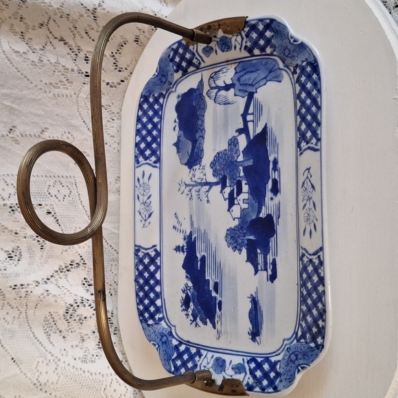 Vintage Blue And White China Server - Picture 1 of 9